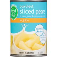 Food Club Sliced Pears in Juice, Bartlett️