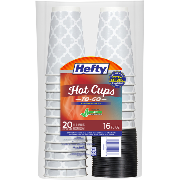 Hefty Hot Cups, Extra Strong, 16 Fluid Ounce