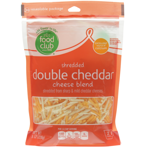 Food Club Double Cheddar Cheese Blend Sharp & Mild Cheddar Shredded Cheeses