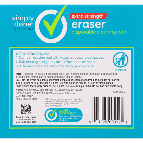 Simply Done Cleaning Pads, Disposable, Eraser, Extra Strength