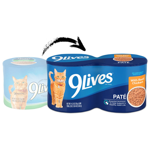 9Lives Paté Wet Cat Food with Real Chicken, 5.5 oz. Cans (4-pack)