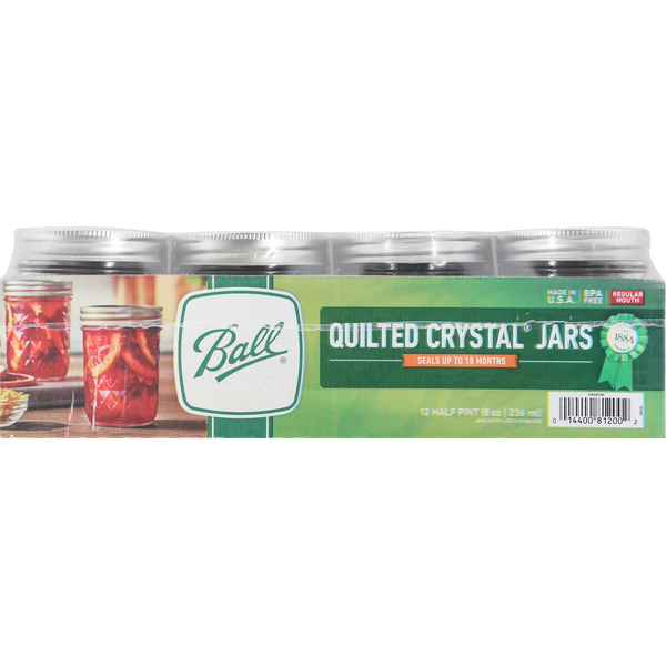 Ball Freezer Safe Quilted Crystal Jelly Jars Regular Mouth