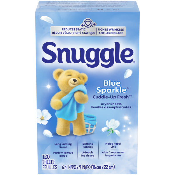 Snuggle Fabric Softener Dryer Sheets, Blue Sparkle, 120 Count