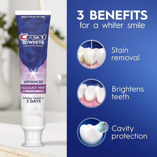 Crest 3DWhite Advanced Toothpaste, Radiant Mint