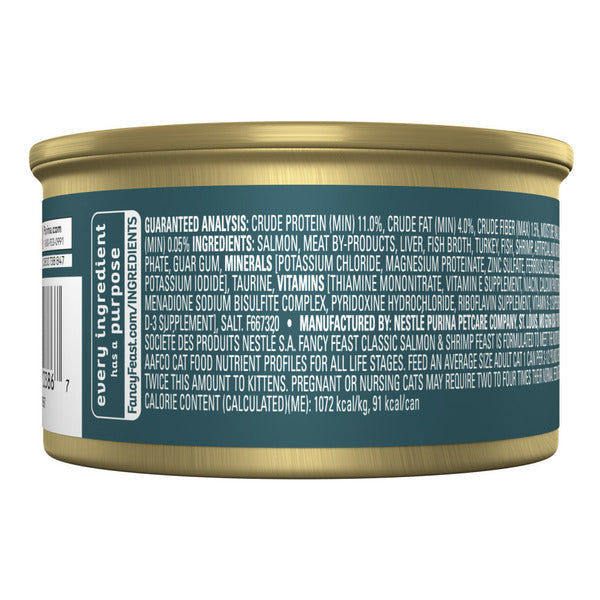 Purina Fancy Feast Salmon and Shrimp Feast Classic Grain Free Wet Cat Food Pate