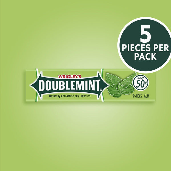 Doublemint Chewing Gum, 5 Stick Mint Gum Pack