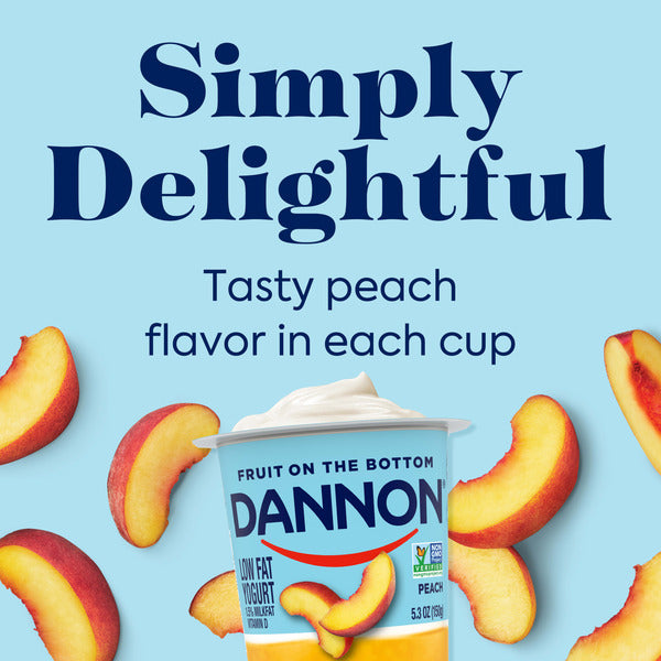 Dannon Fruit on the Bottom Peach Low Fat Yogurt, Gluten Free Snacks with Real Peach Pieces, Good Source of Calcium and Vitamin D, 5.3 OZ Yogurt Container DestGlow