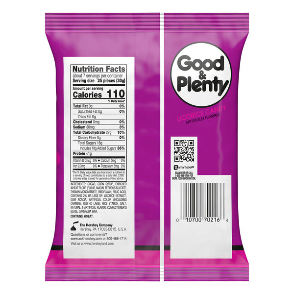 GOOD & PLENTY Licorice Fat Free, Candy Bag, 7 oz
