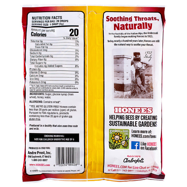 Honees Soothing Throat Drops, Menthol-Free
