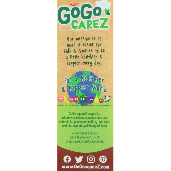 GoGo Squeez Apple Sauce, Organic, Fruit On The Go, Apple Cinnamon, 4 Pack