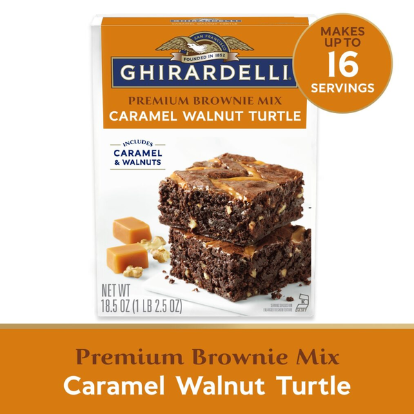 GHIRARDELLI Caramel Walnut Premium Brownie Mix, Includes Caramel and Real Walnuts