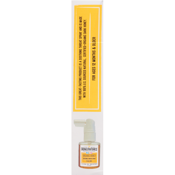 HoneyWorks Soothing Throat Spray, Organic, Honey, Kids