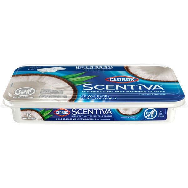 Clorox Scentiva Disinfecting Wet Mopping Cloths, Coconut and Waterlily