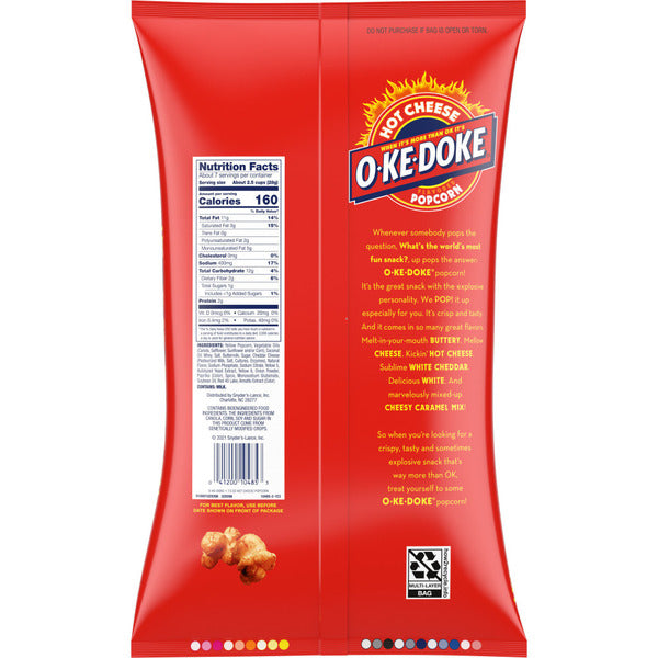 O-Ke-Doke Hot Stuff Cheese Flavored Popcorn