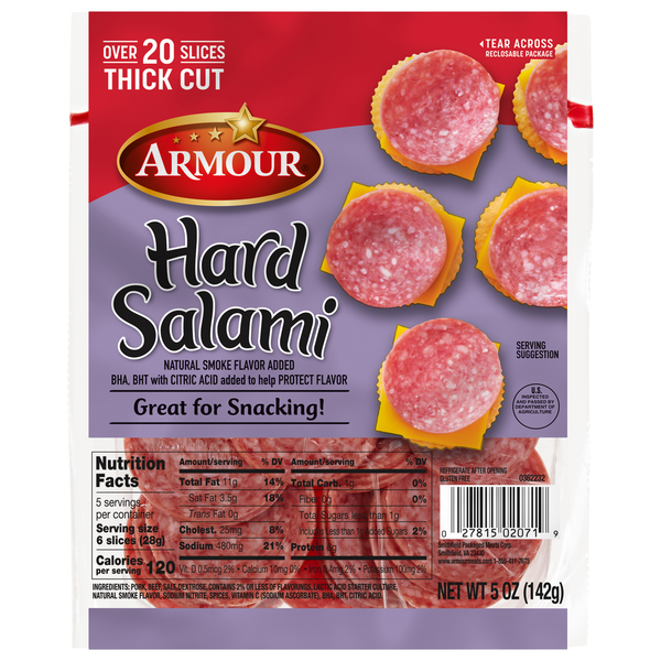Armour Salami, Hard Thick, Cut