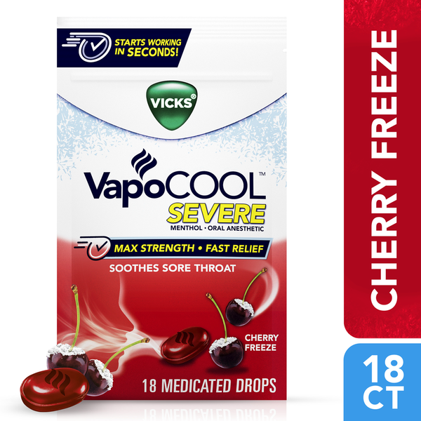 Vicks VapoCOOL Severe, Medicated Drops, Cherry Freeze Flavor
