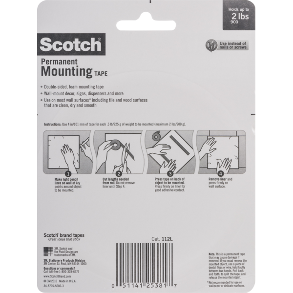 Scotch Mounting Tape, Heavy Duty