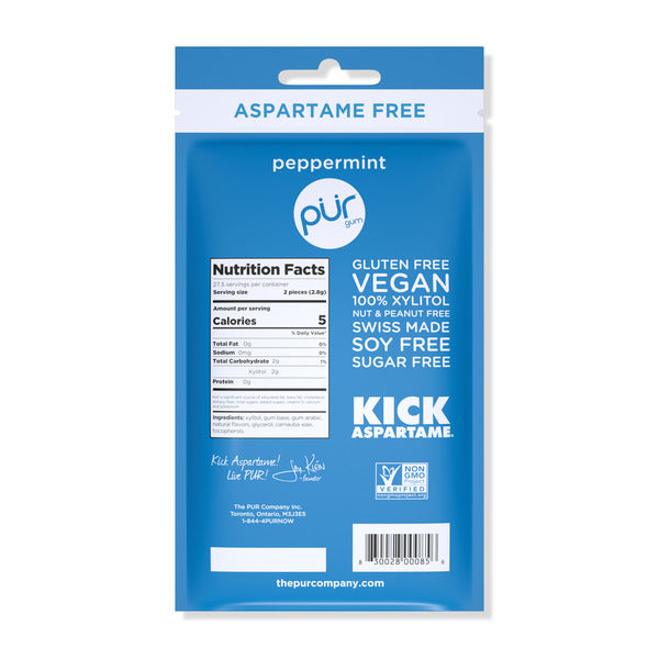 PÜR Peppermint, Aspartame Free, 100% Xylitol, Natural Flavored Gum