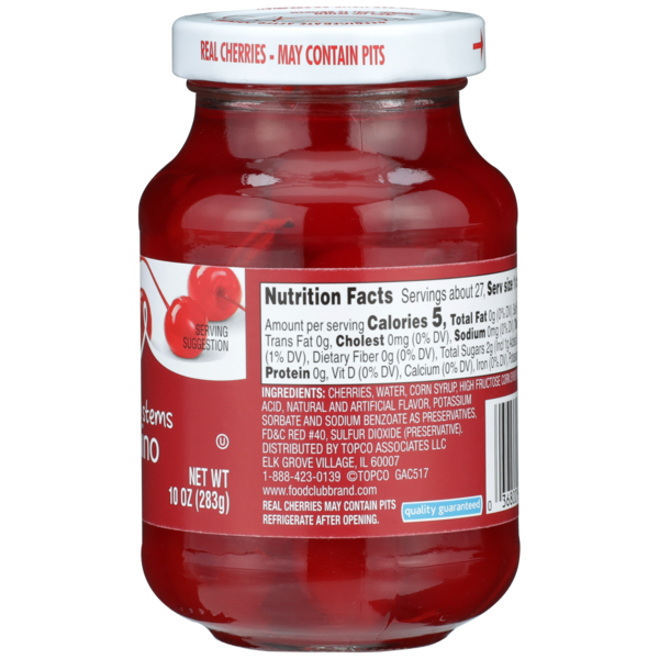 Food Club Whole With Stems Maraschino Cherries