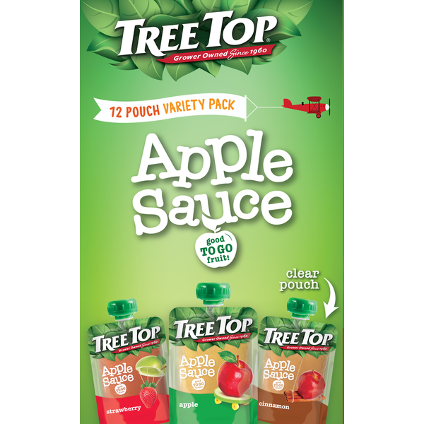 Tree Top Apple Sauce Variety Pack, Cinnamon/Strawberry/Apple, Pouches