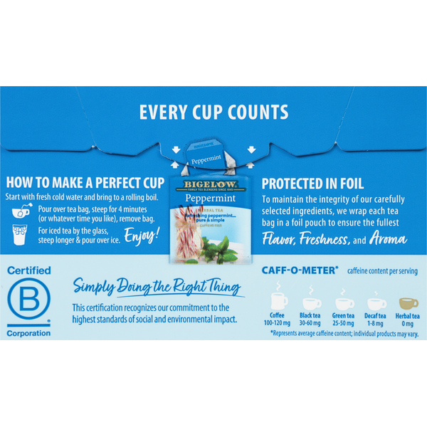Bigelow Herbal Tea, Peppermint, Tea Bags