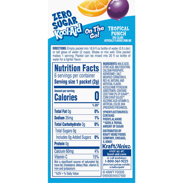 Kool-Aid Tropical Punch Zero Sugar Powdered Soft Drink Mix