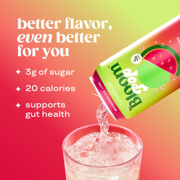 Bloom Pop Watermelon Lime Prebiotic Soda