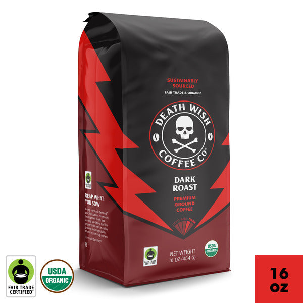 Death Wish Coffee Dark Roast, Organic and Fair Trade, Ground Coffee