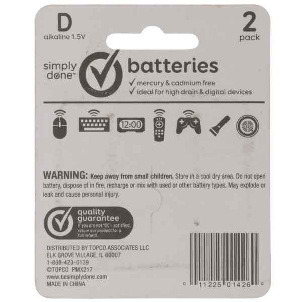 Simply Done D Alkaline 1.5V Batteries
