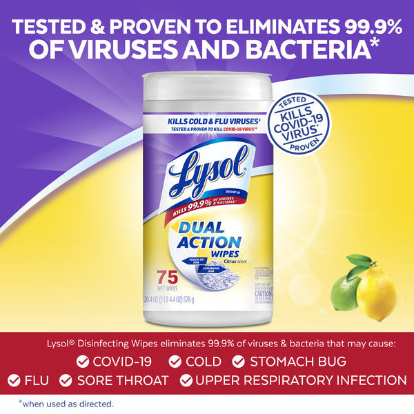 Lysol Disinfectant, Multi-Surface Antibacterial Scrubbing Wipes, Citrus