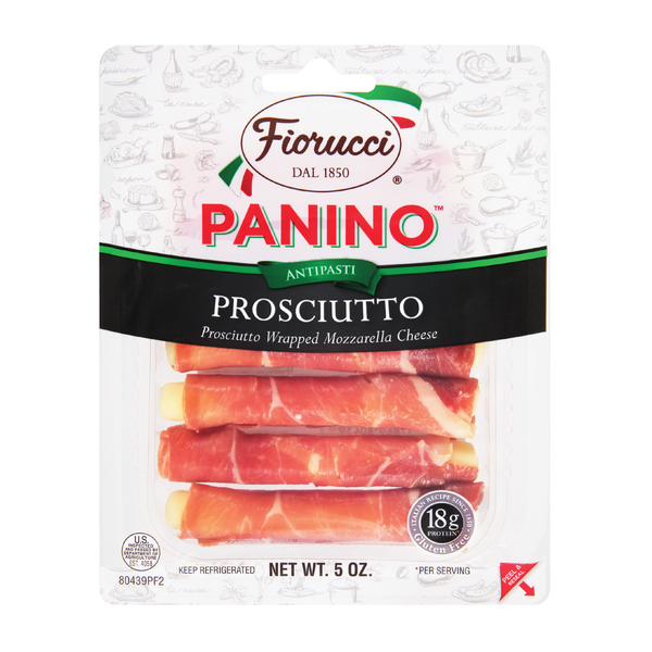 Fiorucci Prosciutto Wrapped Mozzarella Cheese Panino, Easy to Open Packets, Resealable Package