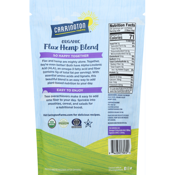 Carrington Farms Flax Hemp Blend, Organic