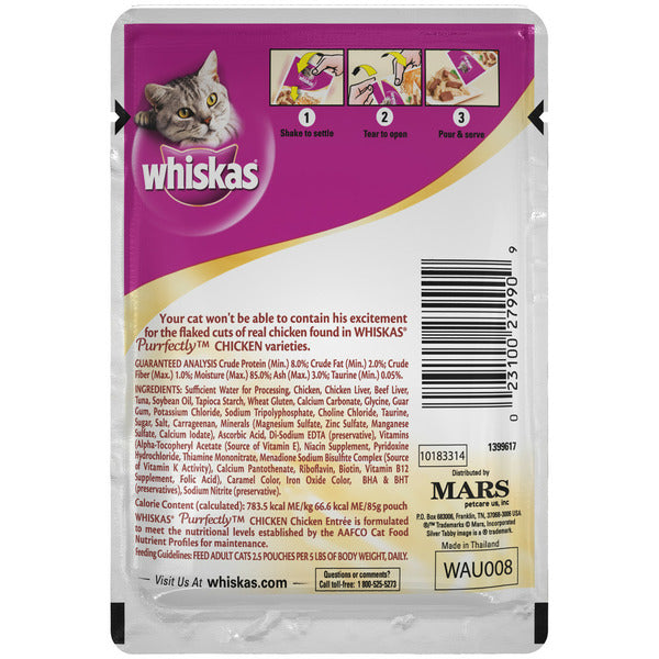 Whiskas Purrfectly Chicken Wet Cat Food Chicken Entree Flavor