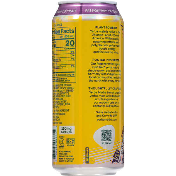 Yerba Madre Organic Passionfruit Coconut Yerba Mate