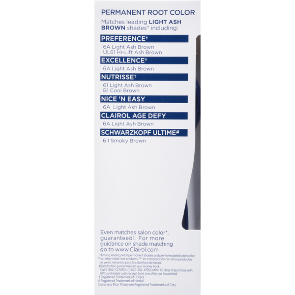 Clairol Permanent Hair Color, Light Ash Brown Shades 6A