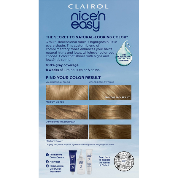Nice’n Easy Medium Ash Blonde 8A Permanent Hair Color