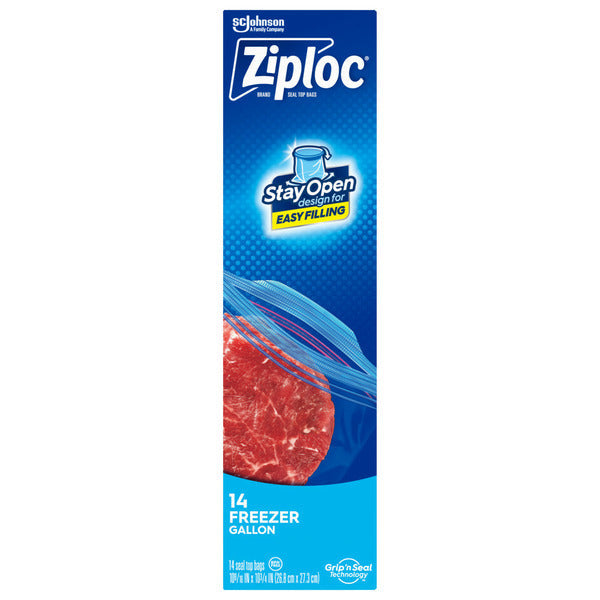 Ziploc Freezer Bags with Stay Open Design for Easy Filling