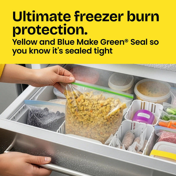 Glad Zipper Freezer Storage Plastic Bags, Quart