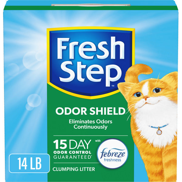 Fresh Step Odor Shield Clumping Cat Litter, Febreze Freshness, Continuous Odor Eliminator