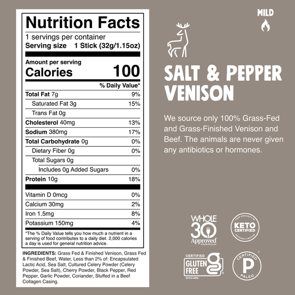 Chomps Grass-Fed Salt & Pepper Venison