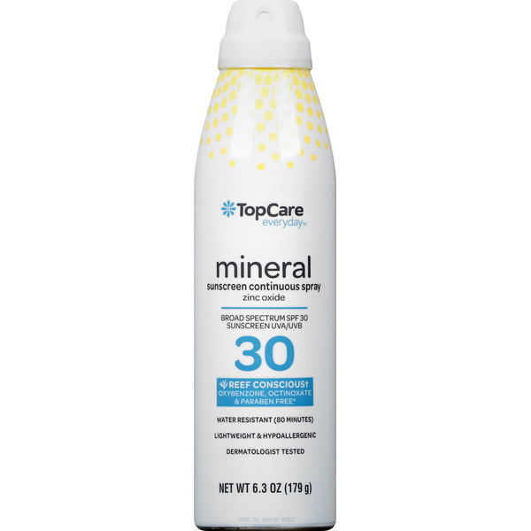 TopCare Sunscreen Continuous Spray, Mineral, Broad Spectrum SPF 30