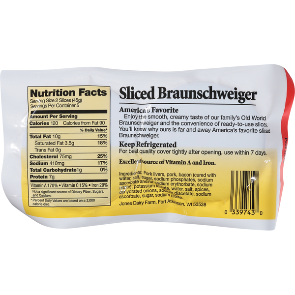 Jones Dairy Farm Sliced Liver Sausage