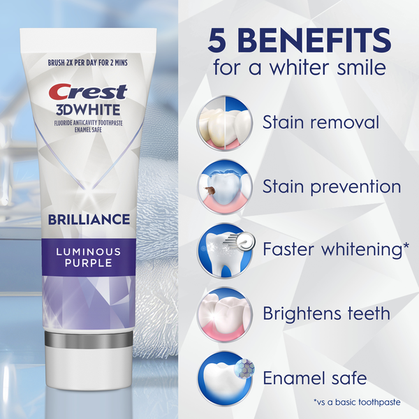 Crest 3D White Brilliance Luminous Purple Teeth Whitening Toothpaste