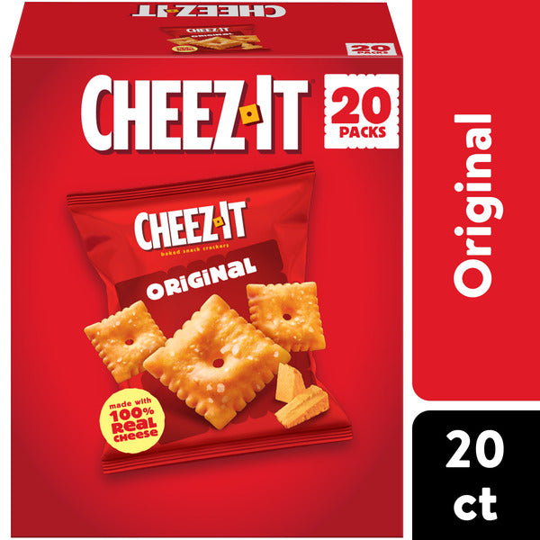 Cheez-It Original Cheese Crackers, Baked Snack Crackers, Single Serve, 20 Count