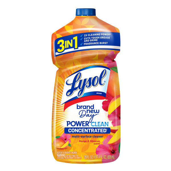 LYSOL® Lysol Power Clean Multi-Surface Cleaner, 2x Concentrated Pour, Mango & Hibiscus, 28 Fl Oz