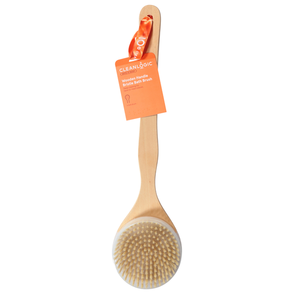 Cleanlogic Body Care Bath and Body Wooden Handle Bristle Bath Brush