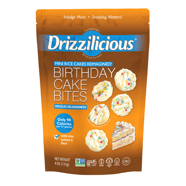 Drizzilicious Mini Rice Cake Bites, Birthday Cake!