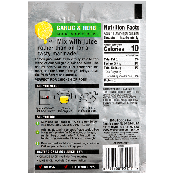 Weber Garlic & Herb Marinade Mix