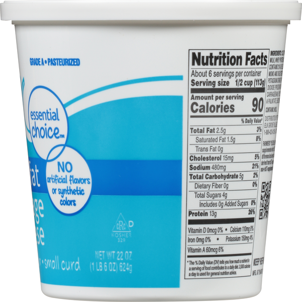 Food Club Cottage Cheese, Small Curd, 2% Milkfat Minimum, Low Fat