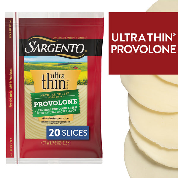 Sargento Ultra Thin® Natural Provolone with Natural Smoke Flavor Sliced Cheese, 20 Slices